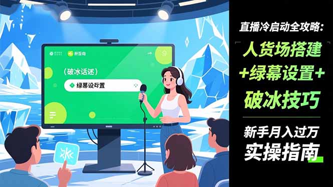 直播冷启动全攻略:人货场搭建+绿幕设置+破冰技巧,新手月入过万实操指南 直播冷启动全攻略:人货场搭建+绿幕设置+破冰技巧,新手月入过万实操指南