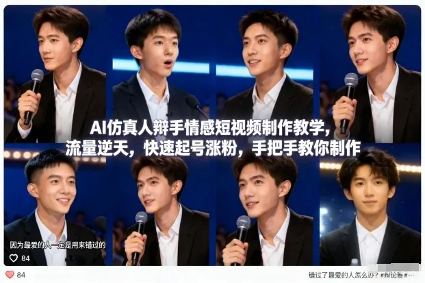 AI仿真人辩手情感短视频制作教学，流量逆天，快速起号涨粉，手把手教你制作