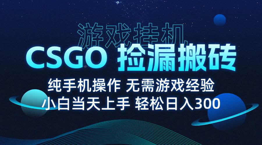 （15820期）8月最新游戏搬砖，CSGO纯挂机，不需要玩游戏，实现真挂机，月入1W+